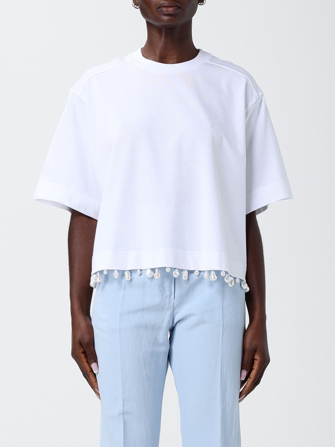Sportmax Cotton T-shirts With Pearls