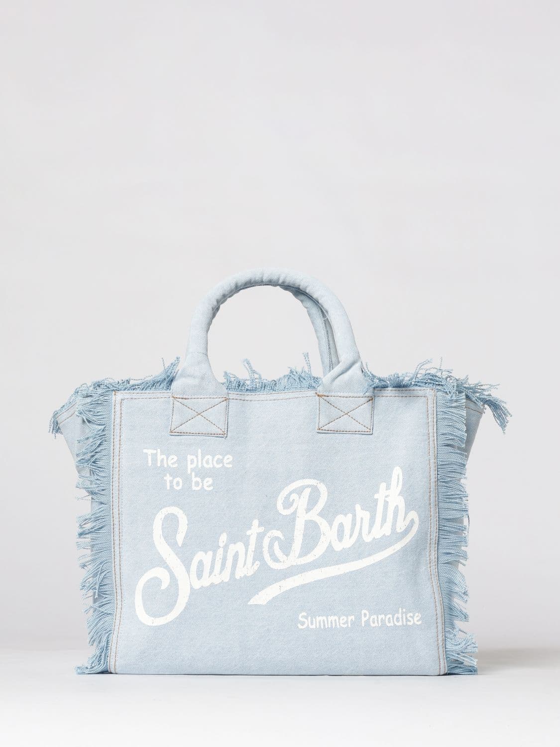 Mc2 Saint Barth Vanity Cotton Denim Bag with Printed Logo · OS