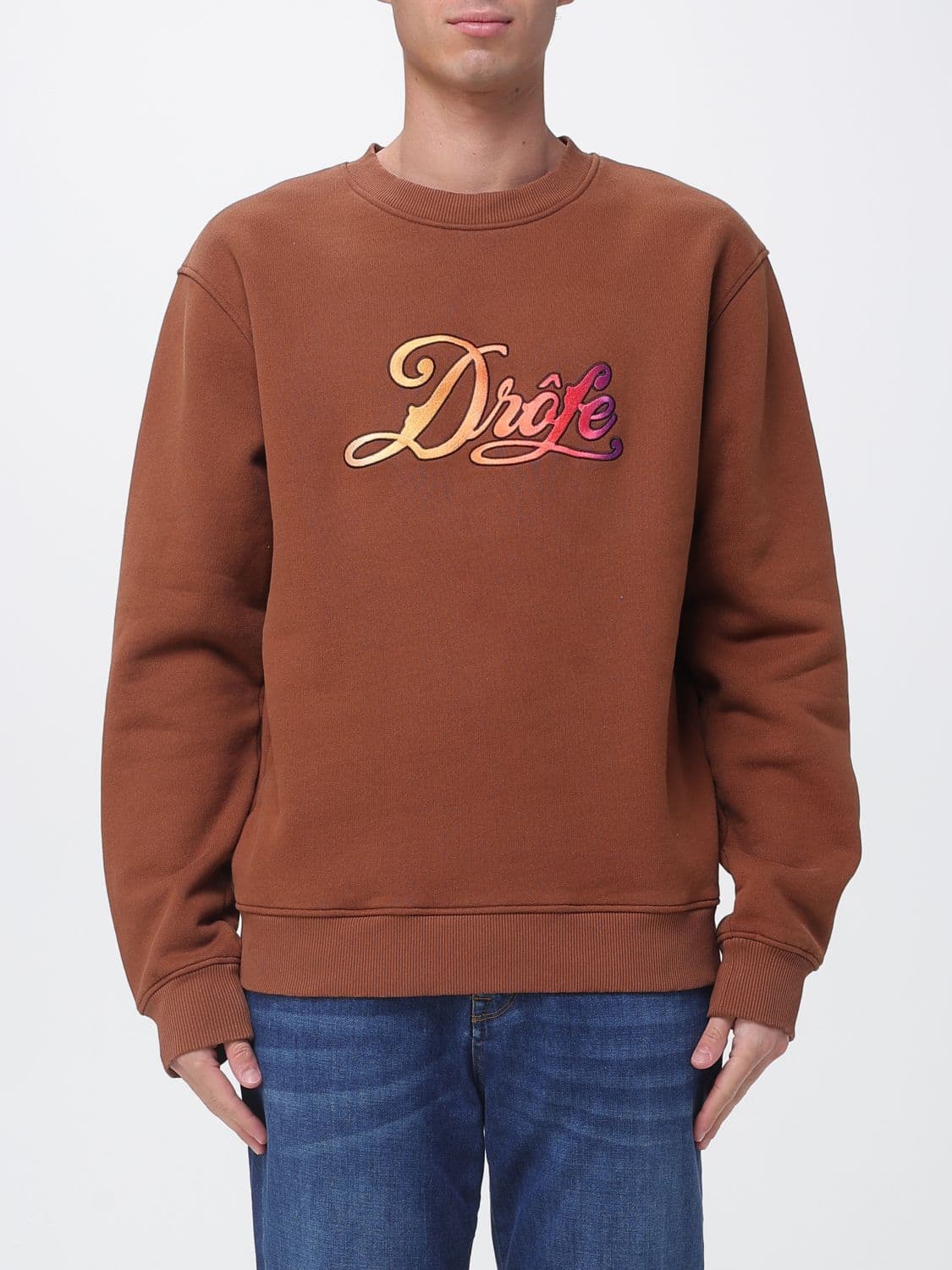 Drôle De Monsieur Cotton Blend Crewneck Sweatshirt with Logo