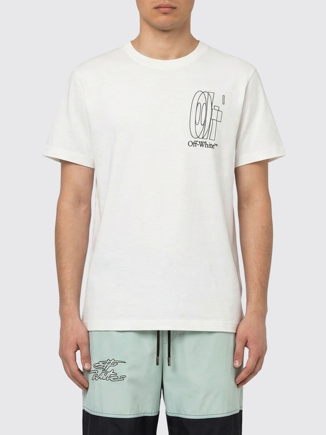Off-White Cotton T-Shirt with Arrow Logo