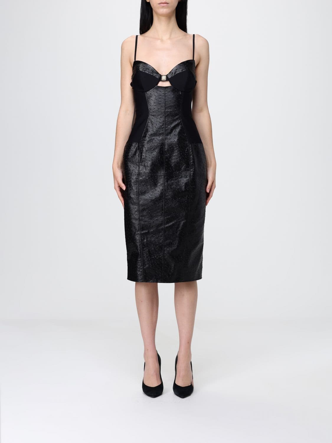 Elisabetta Franchi Faux Leather Midi Dress