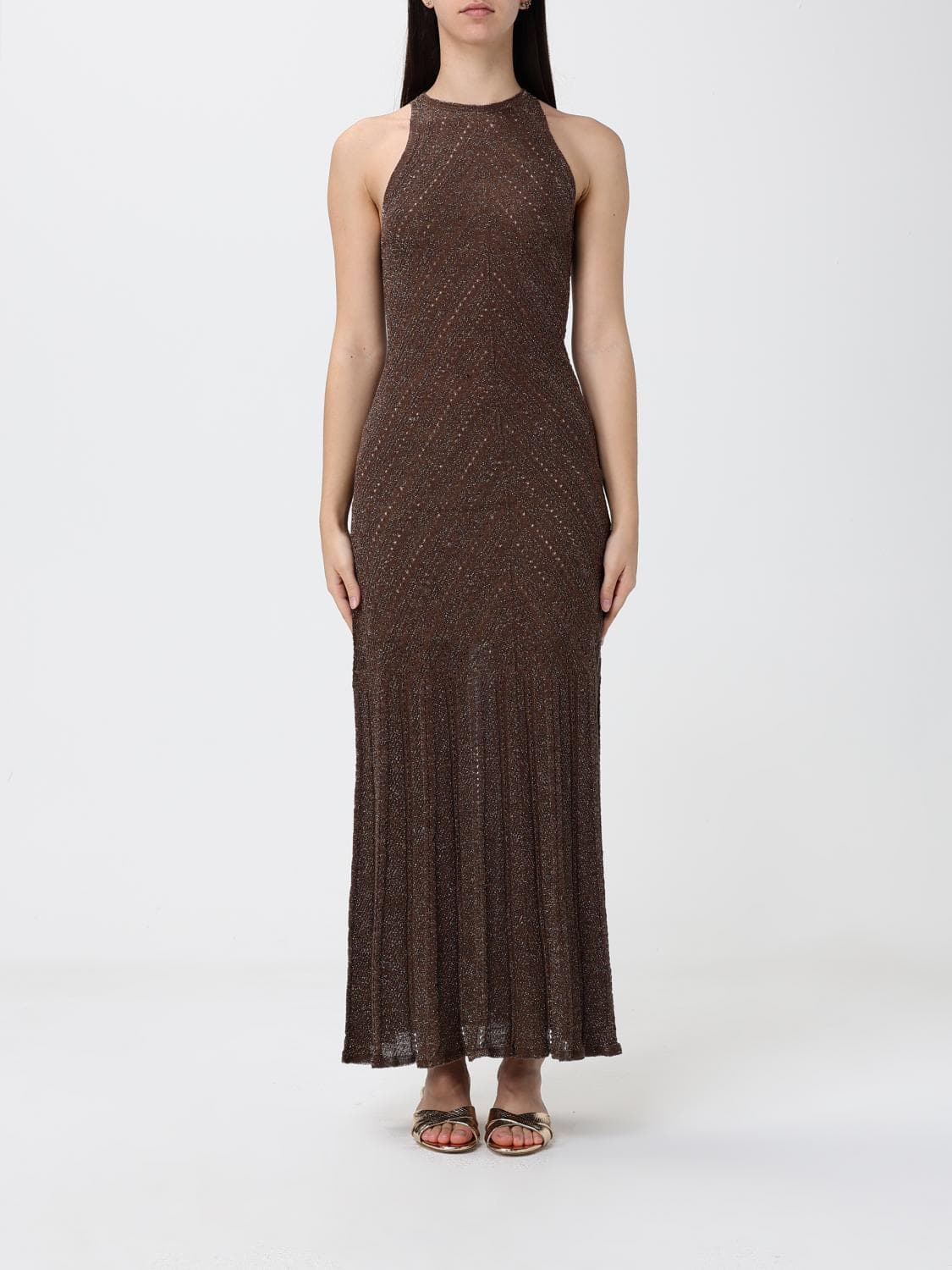 Twinset Lurex Viscose Knit Midi Dress