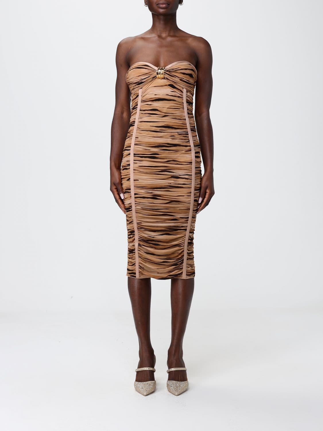 Elisabetta Franchi Ruched Jersey Midi Dress