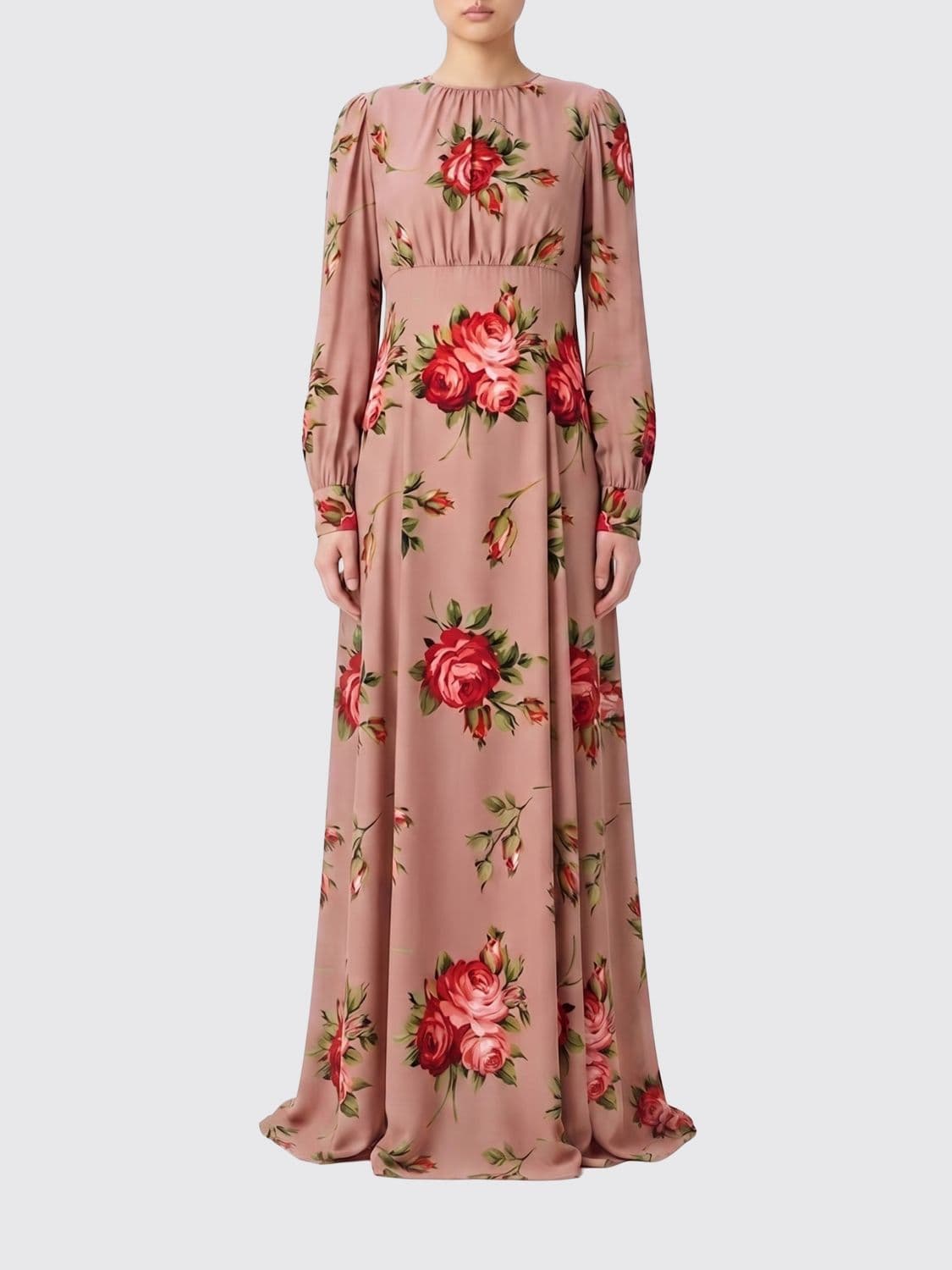 Dolce & Gabbana Floral Print Crêpe Long Dress