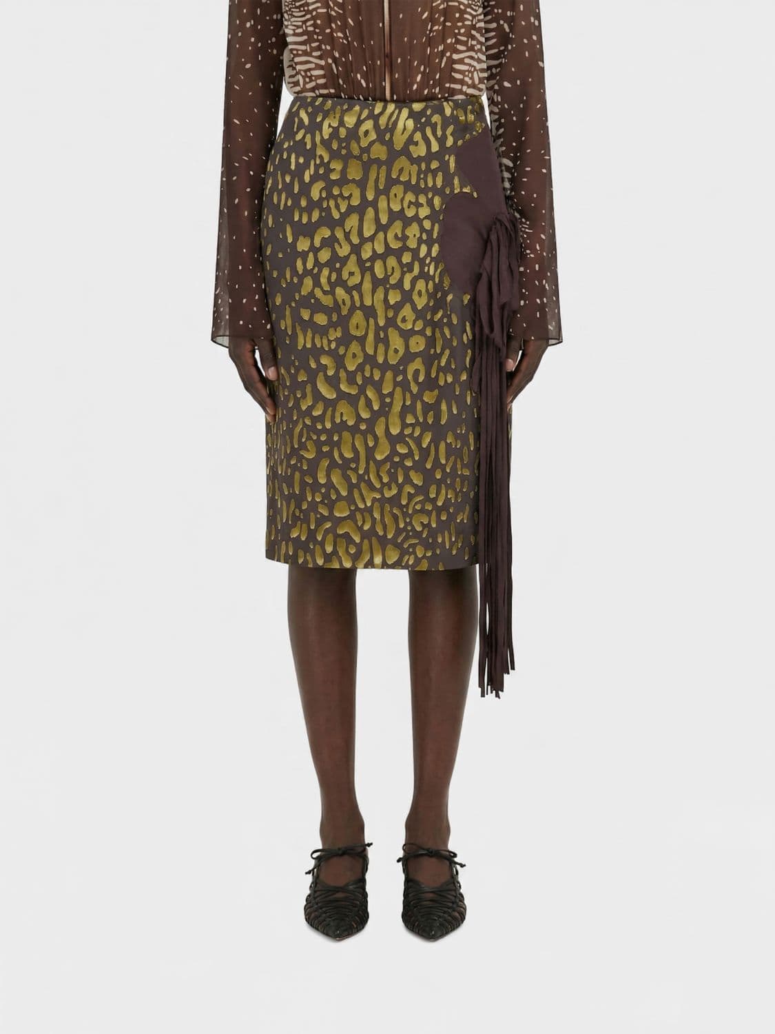 Ferragamo Animal Print Silk Skirt · 42