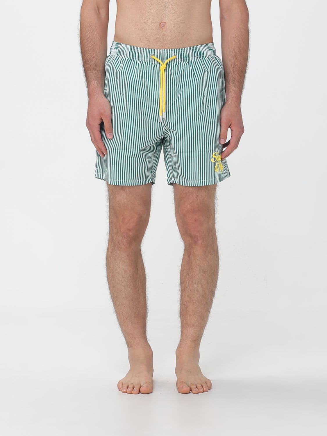 Mc2 Saint Barth Striped Swimsuit With Logo
