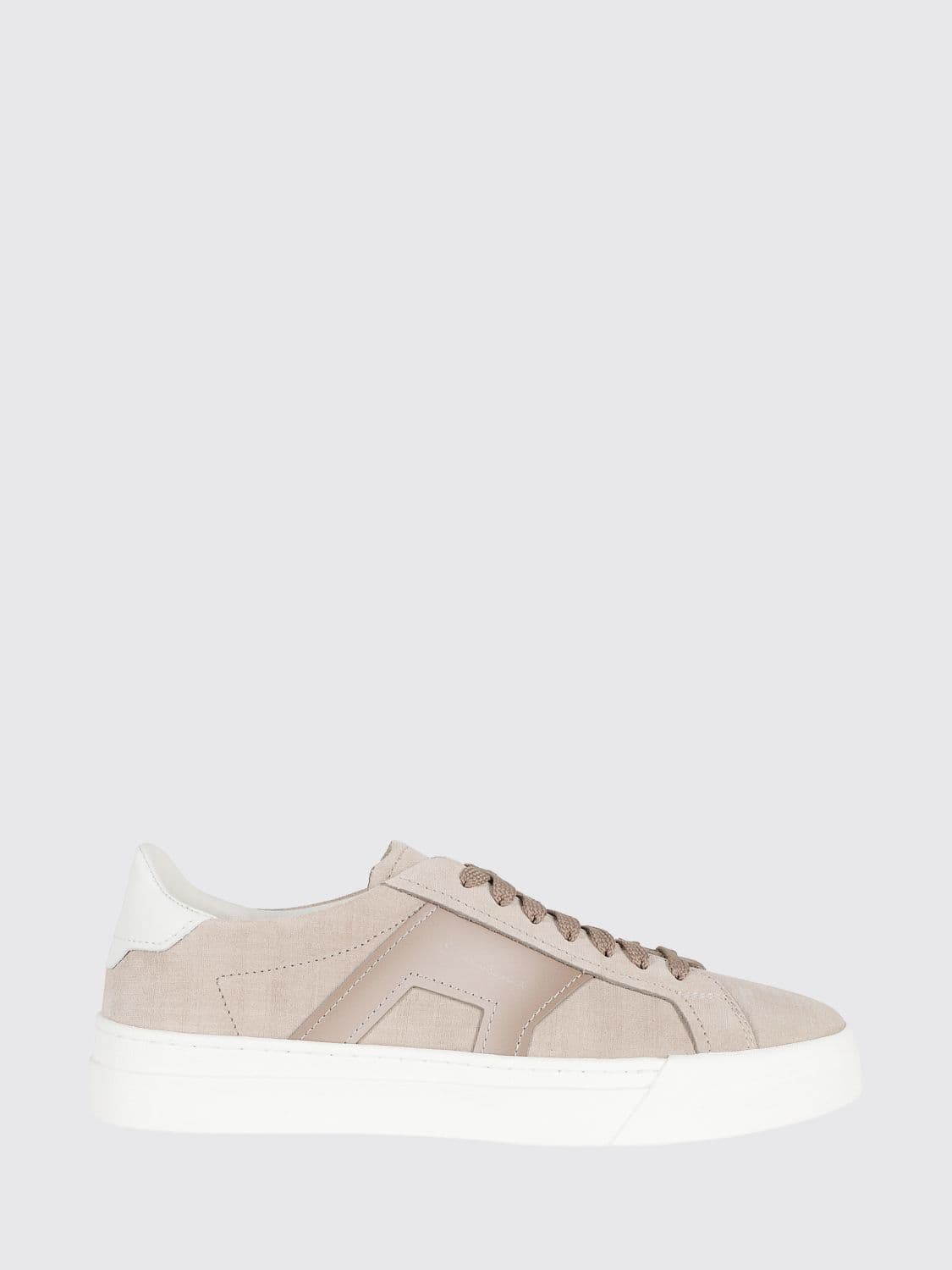 Santoni Canvas And Leather Sneakers