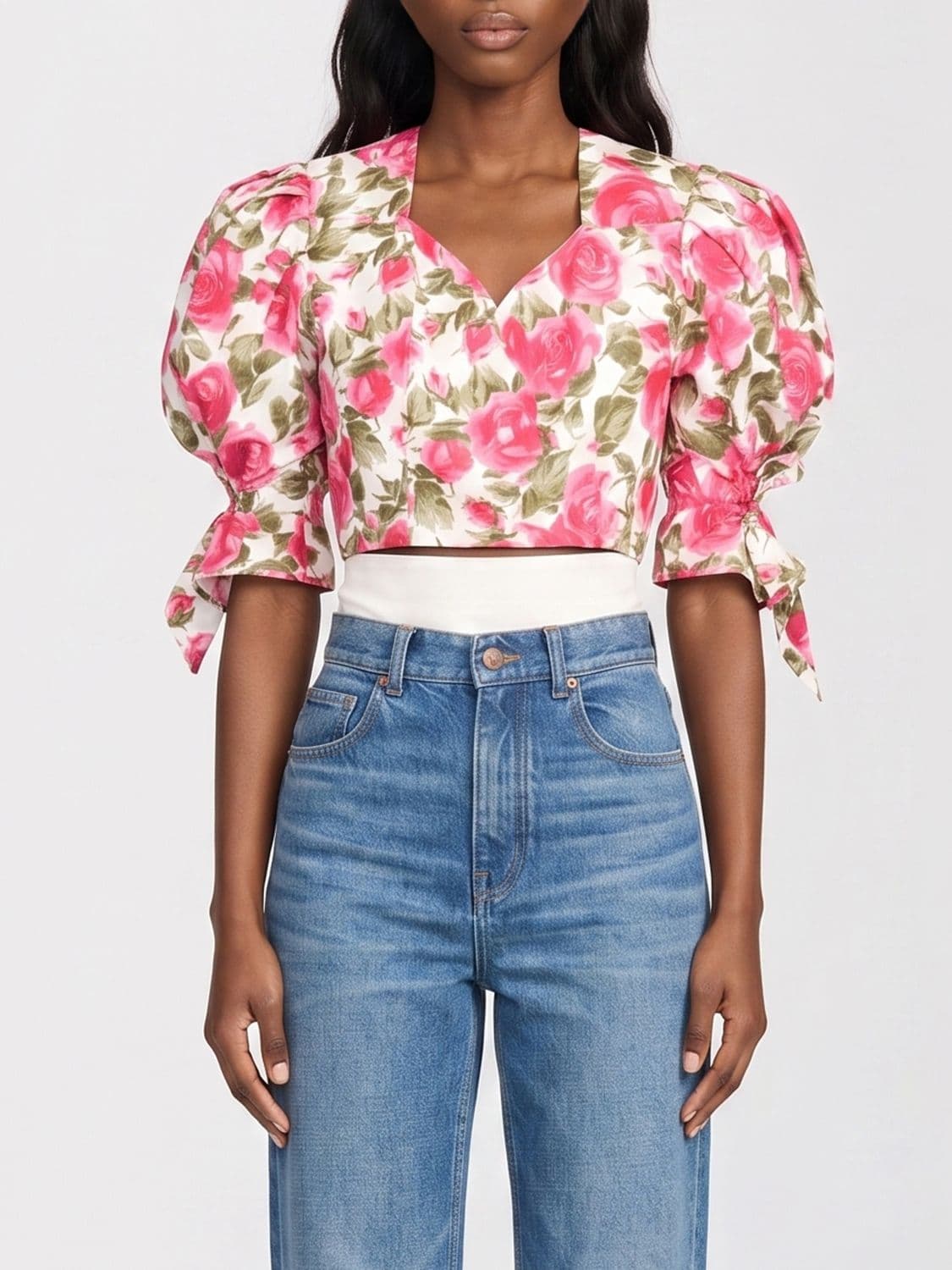 Chloé Cotton Cropped Top with Floral Print