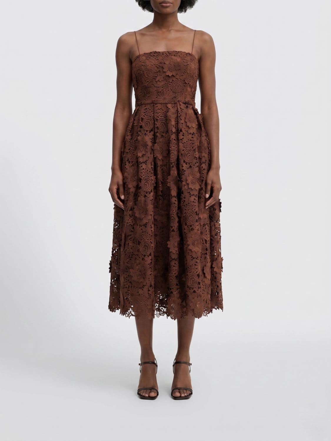 Rotate Macramé Midi Dress