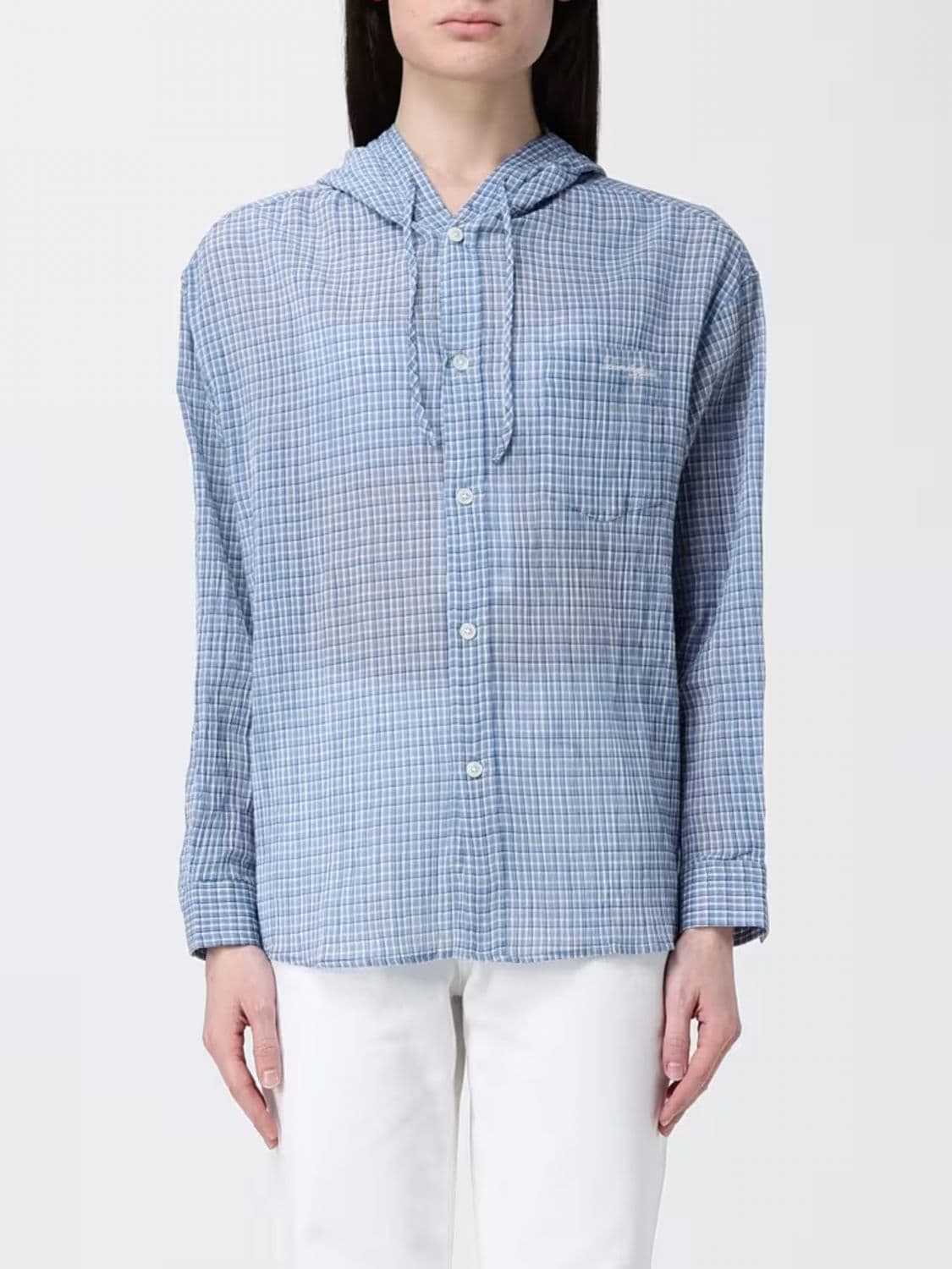 Dunst Checked Cotton Hooded Shirt · S