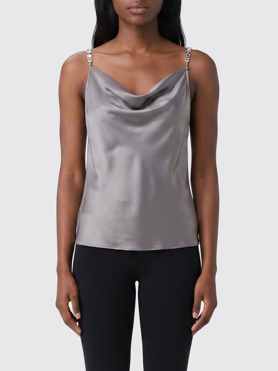 Patrizia Pepe Silk Top with Rhinestones