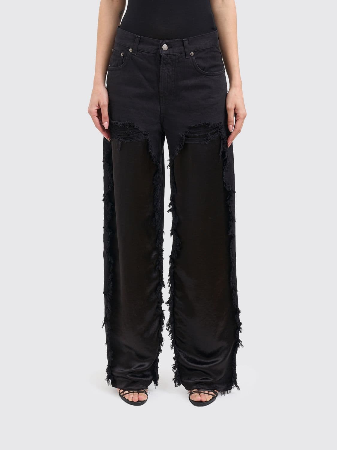 Haikure Distressed Denim Palazzo Jeans
