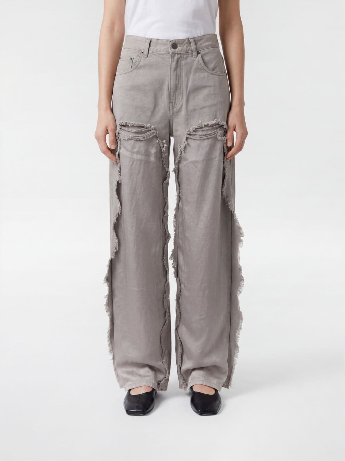 Haikure Distressed Denim Palazzo Jeans