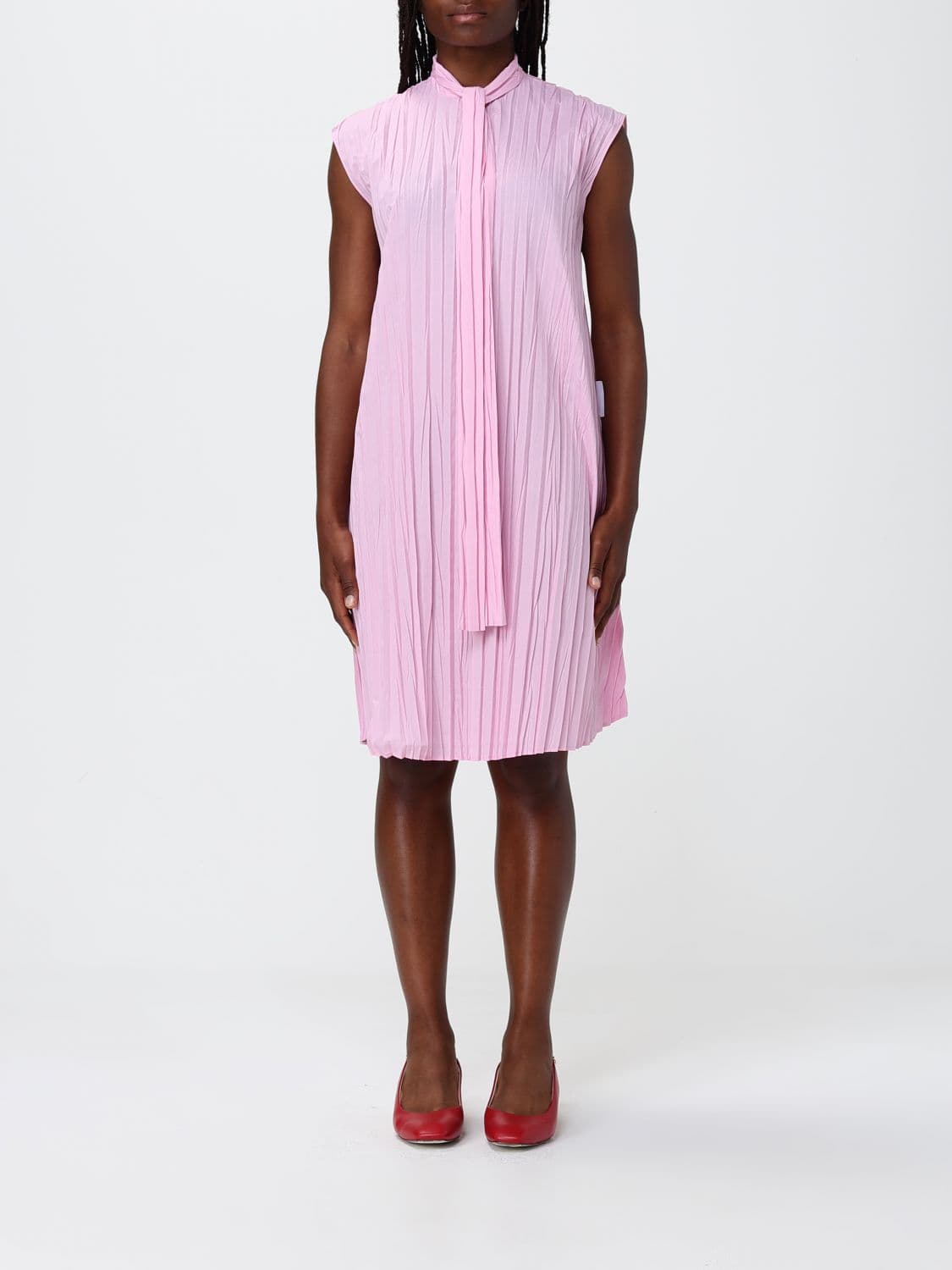 Moschino Couture Pleated Cotton Blend Mini Dress