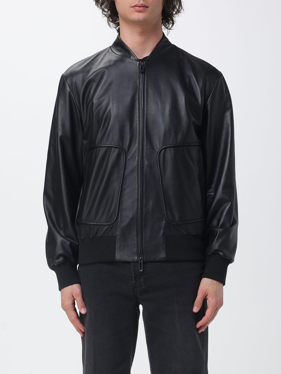 Emporio Armani Leather Bomber Jacket · 48