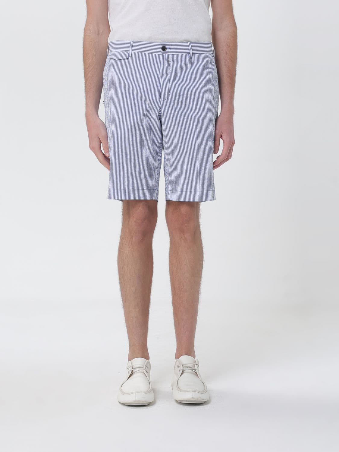 Pt Torino Striped Cotton Shorts