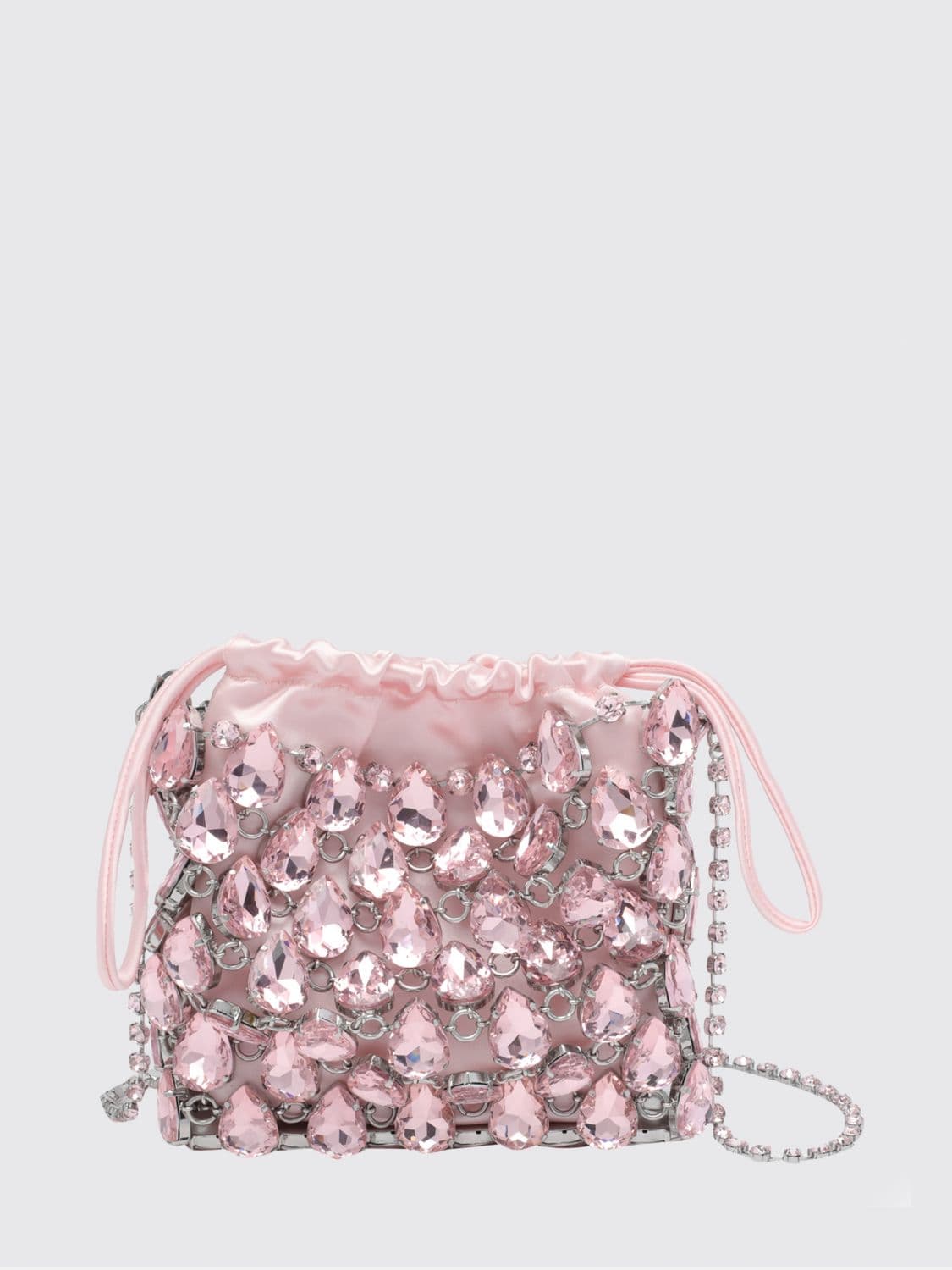 Self-Portrait Rhinestone Satin Bucket Pouch · OS