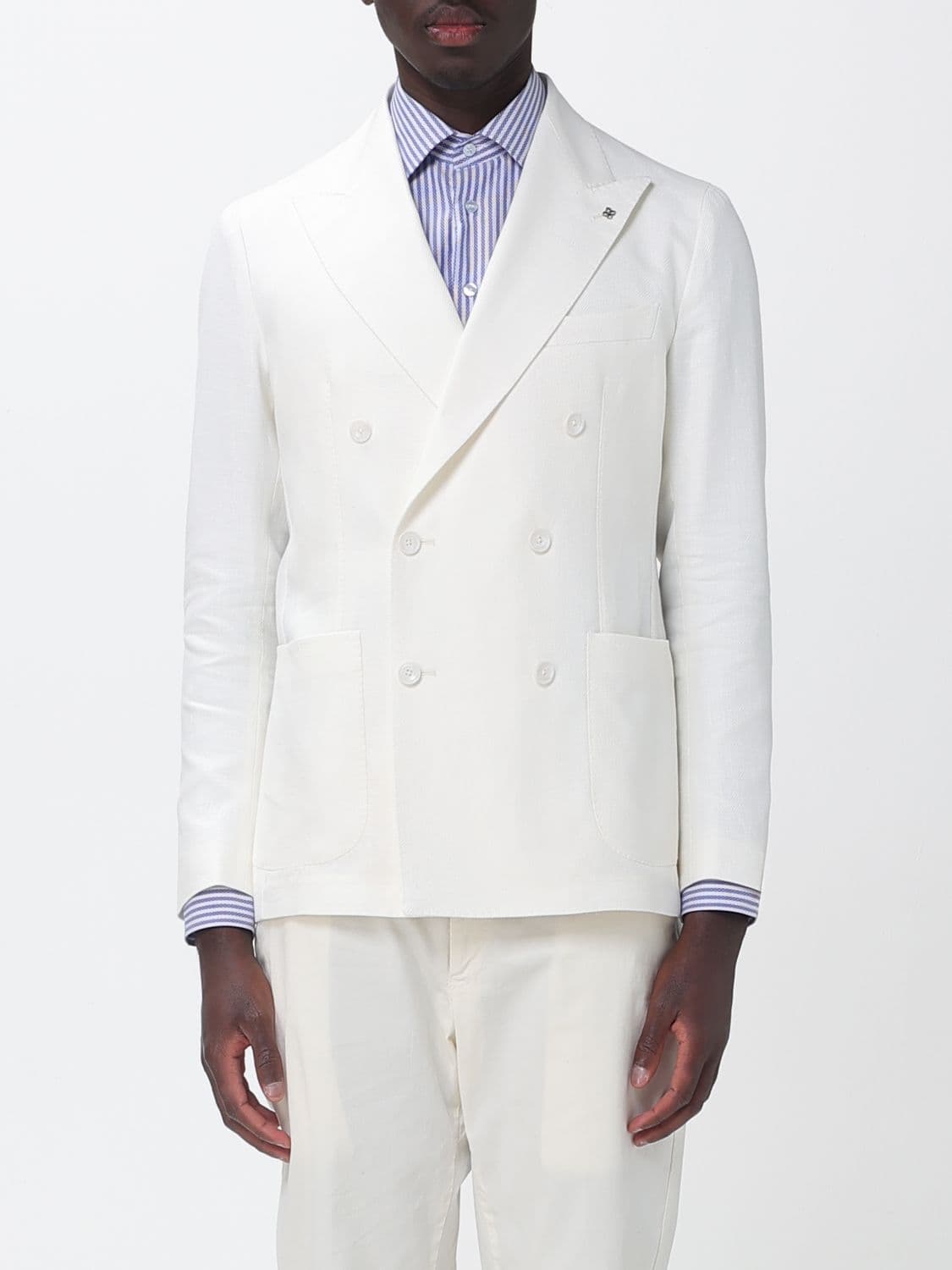 Tagliatore Double-Breasted Linen and Cotton Blazer