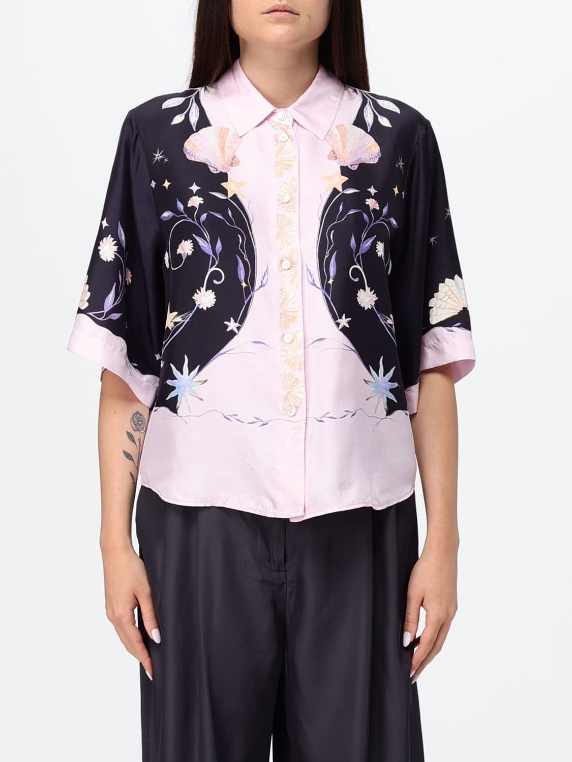 Forte Forte Silk Shirt with Floral Print · 2