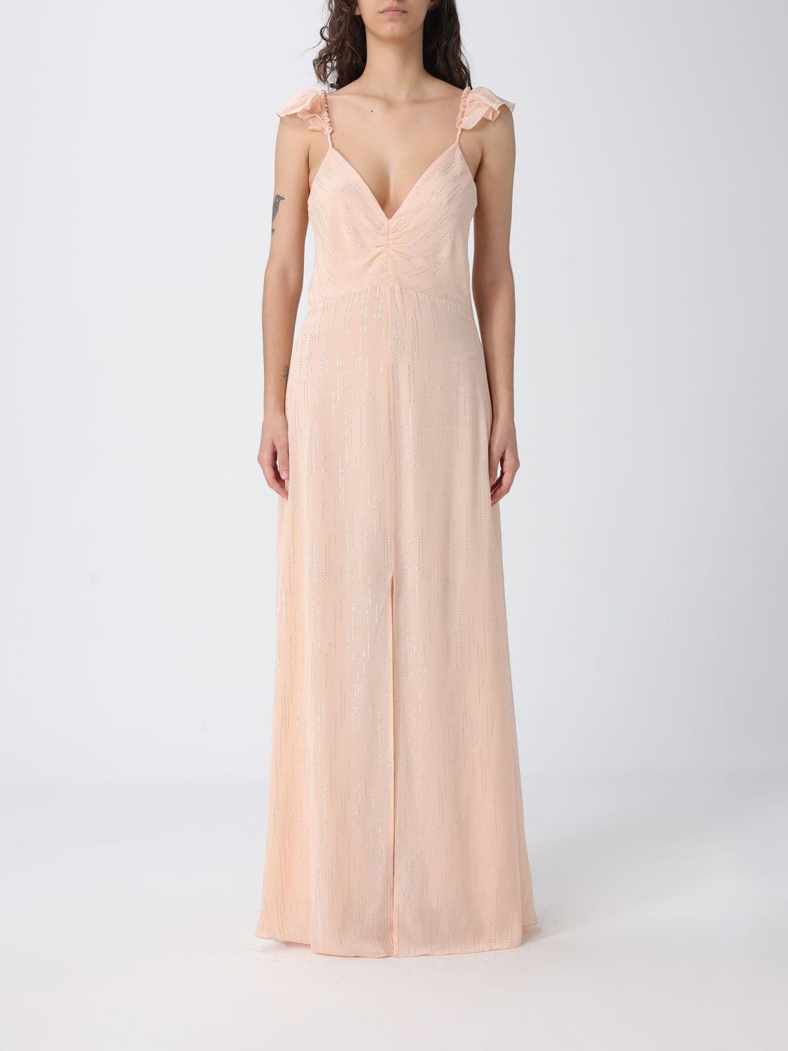 Forte Forte Long Viscose Blend Dress with Lurex Thread