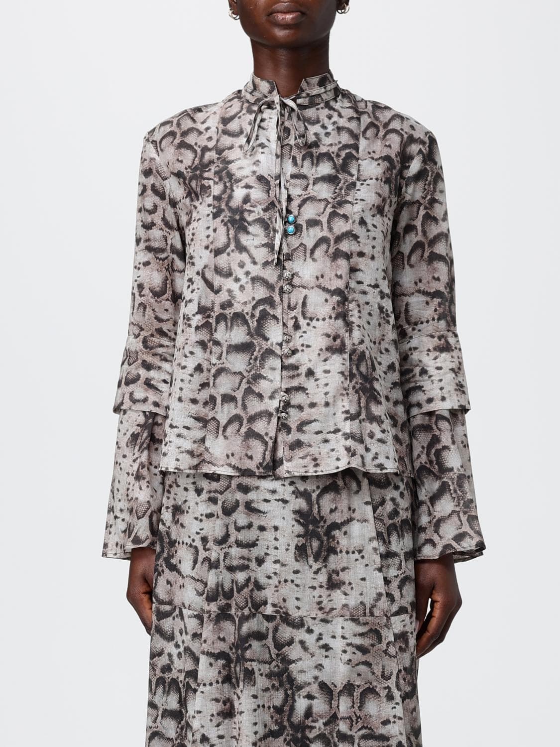 Pinko Crepe Shirt with Snake Print