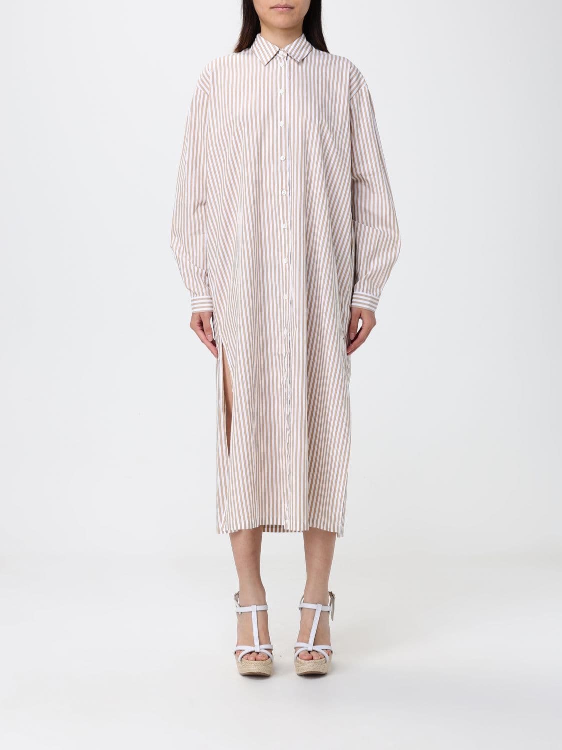 Mc2 Saint Barth Striped Cotton Casual Dress