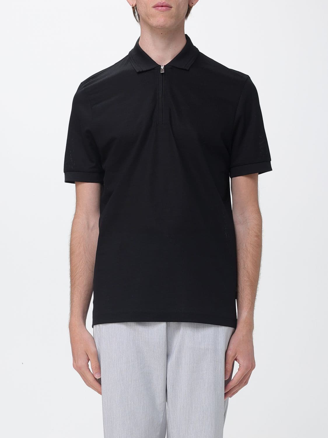 Boss Cotton Blend Polo Shirt with Zip