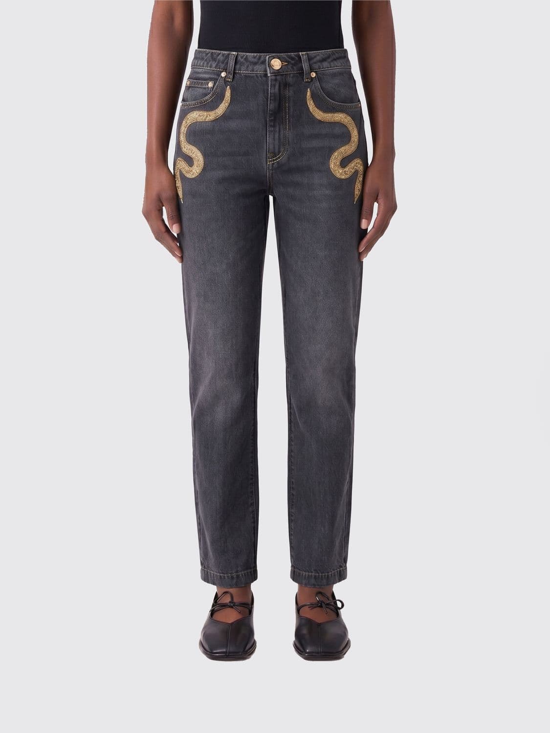 Roberto Cavalli Slim Fit Jeans in Denim with Rhinestones