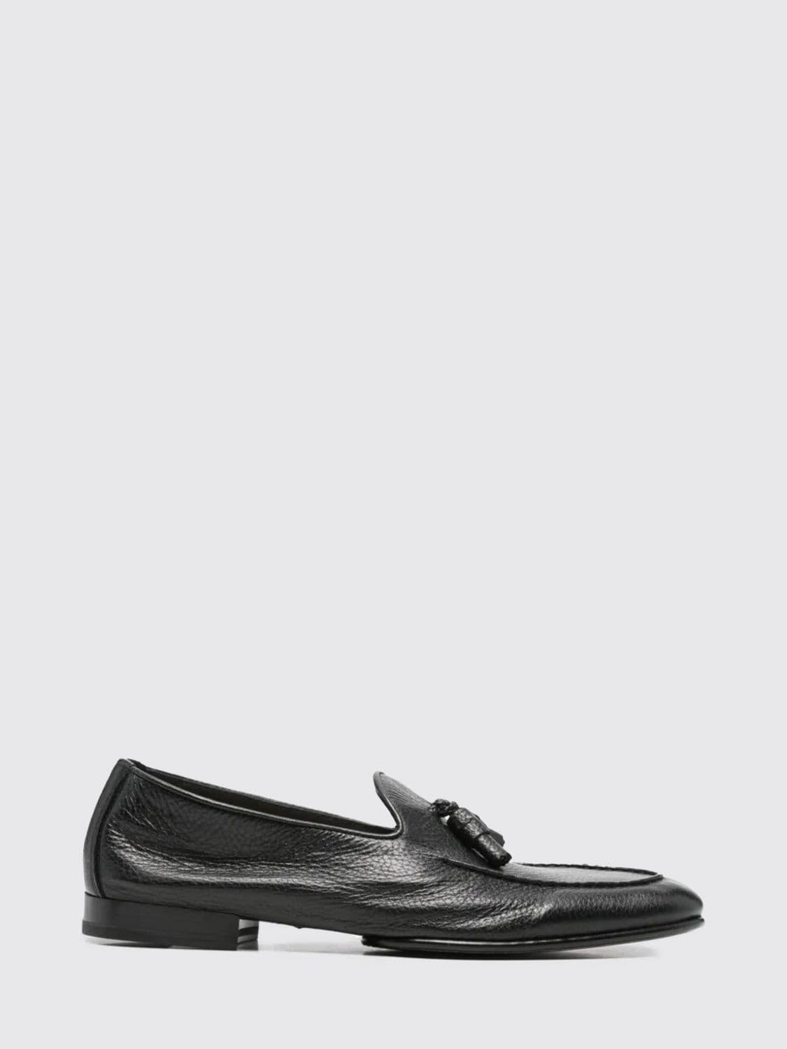 Doucal's Hammered Leather Loafer with Tassels