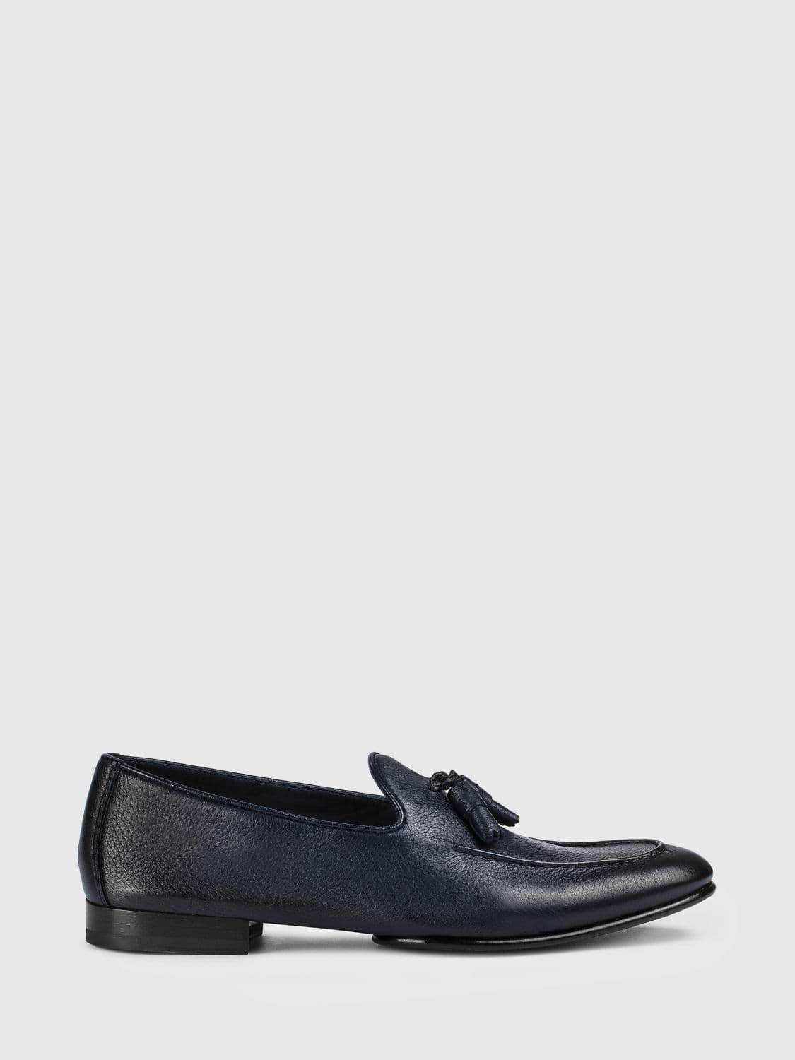Doucal's Hammered Leather Loafer with Tassels