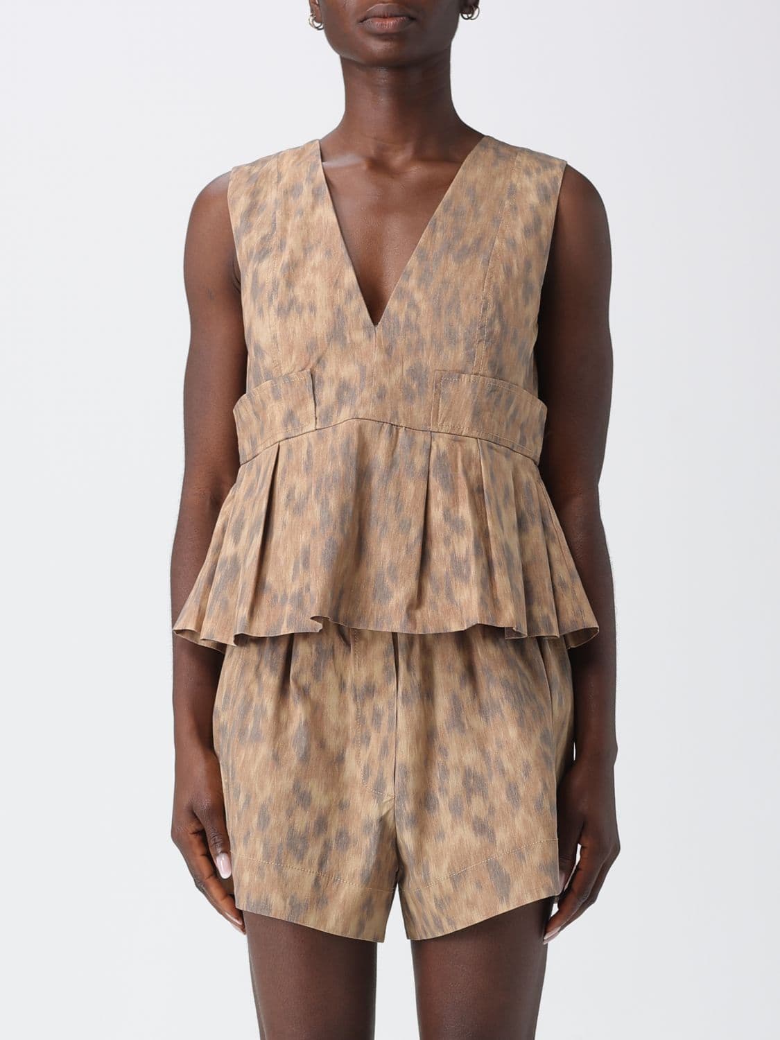 Ganni Organic Cotton Camouflage Top