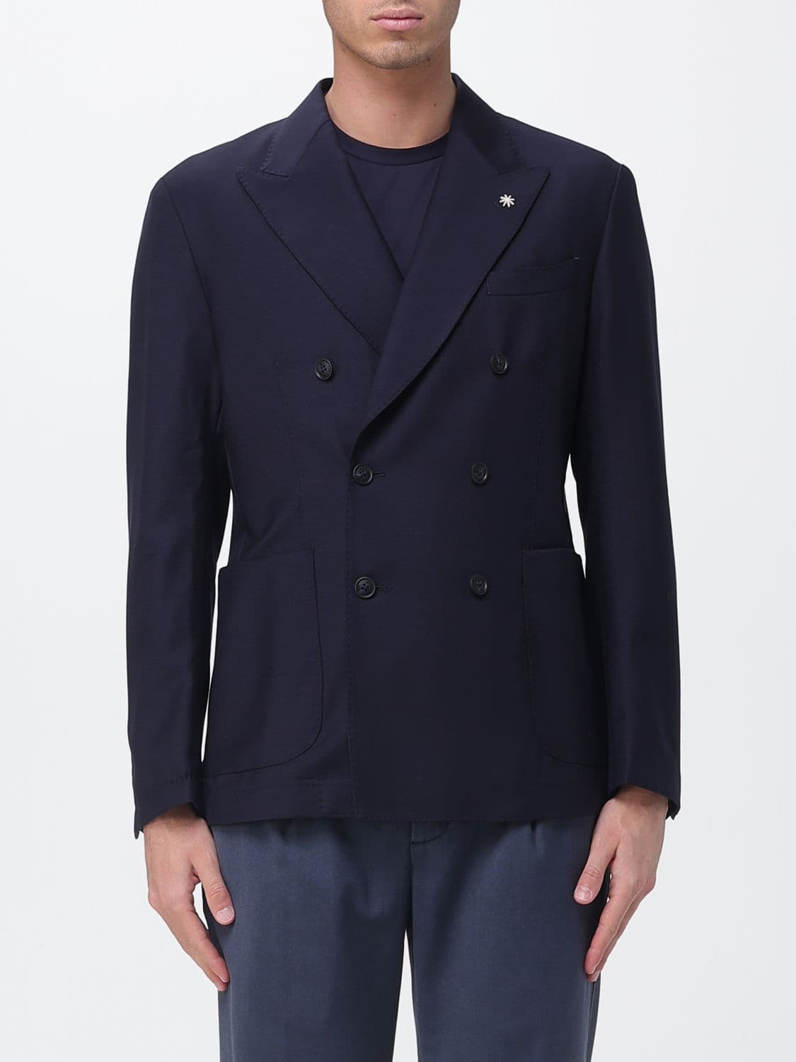 Manuel Ritz Double-Breasted Wool Blazer
