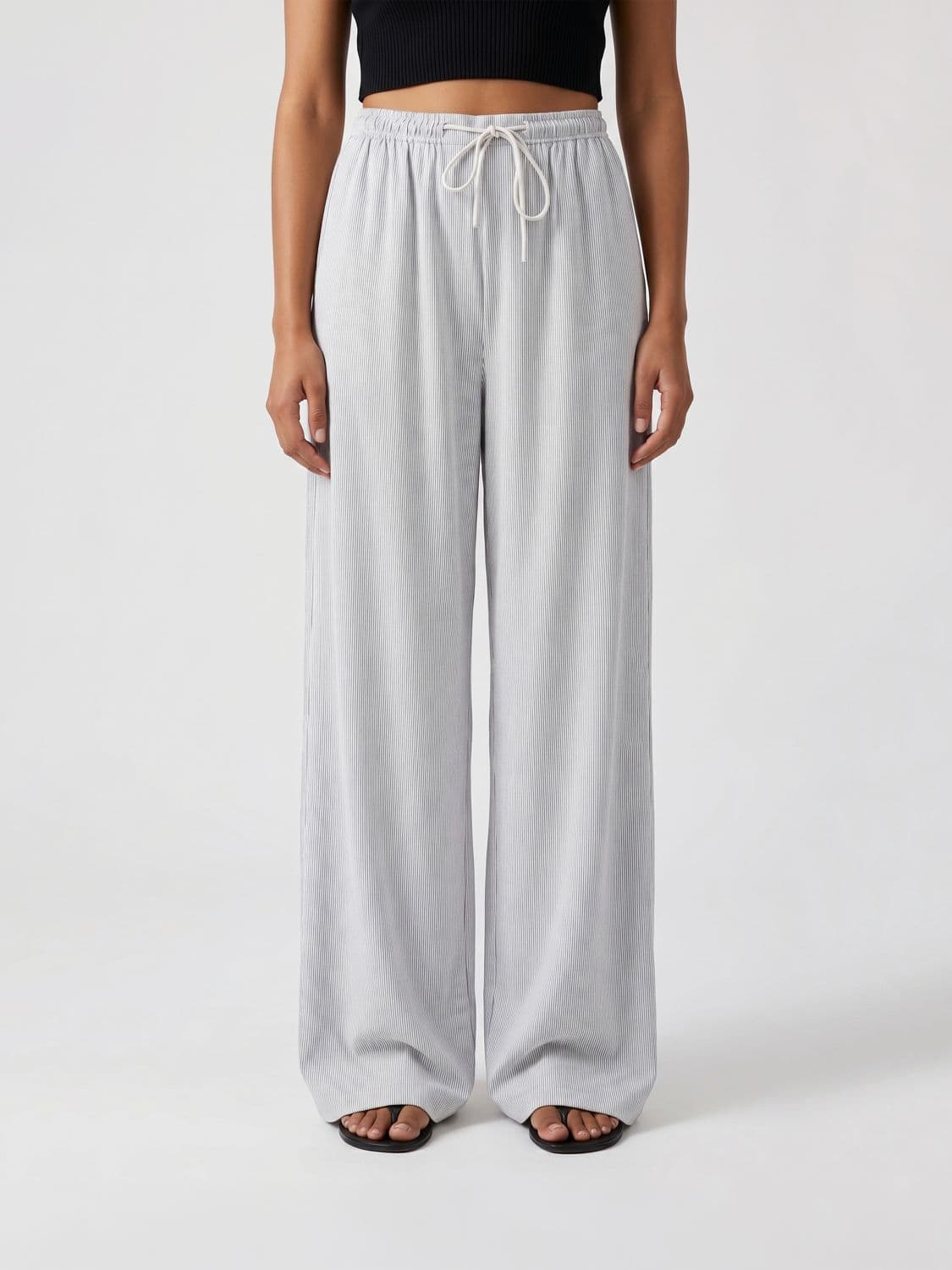 Emporio Armani Striped Crêpe Wide Trousers