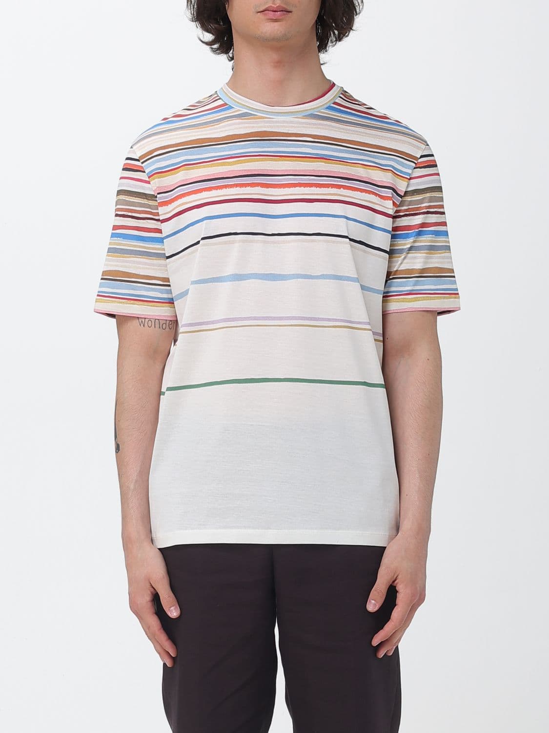 Paul Smith Multicolor Striped Cotton T-Shirt