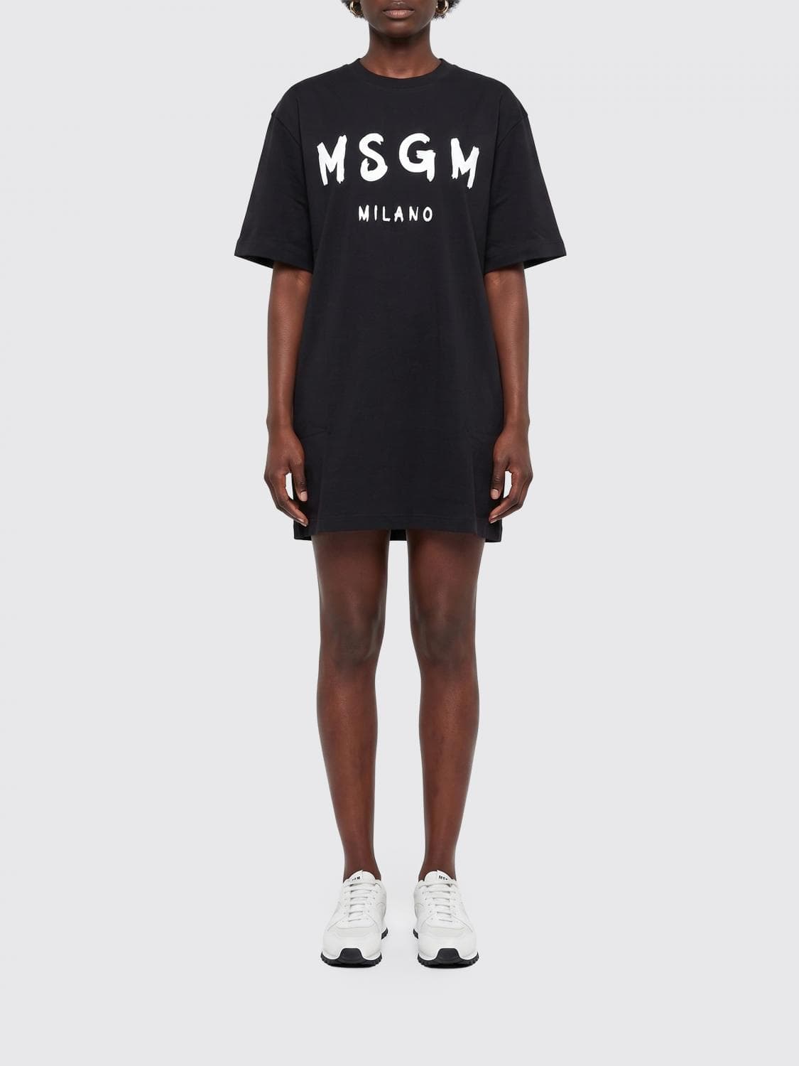 Msgm Logo Cotton T-Shirt Dress