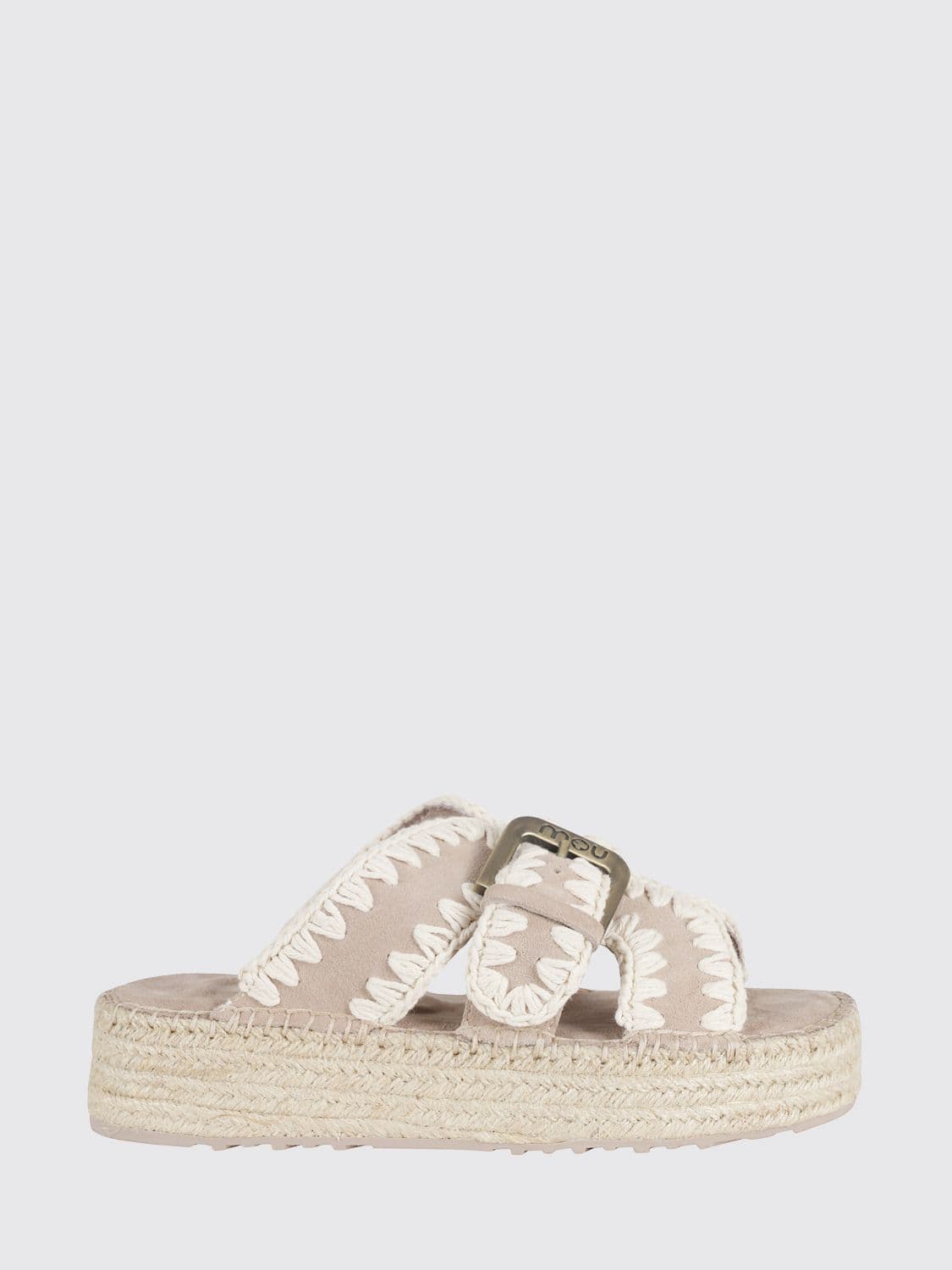 Mou Jute Suede Sandals with Contrast Stitching