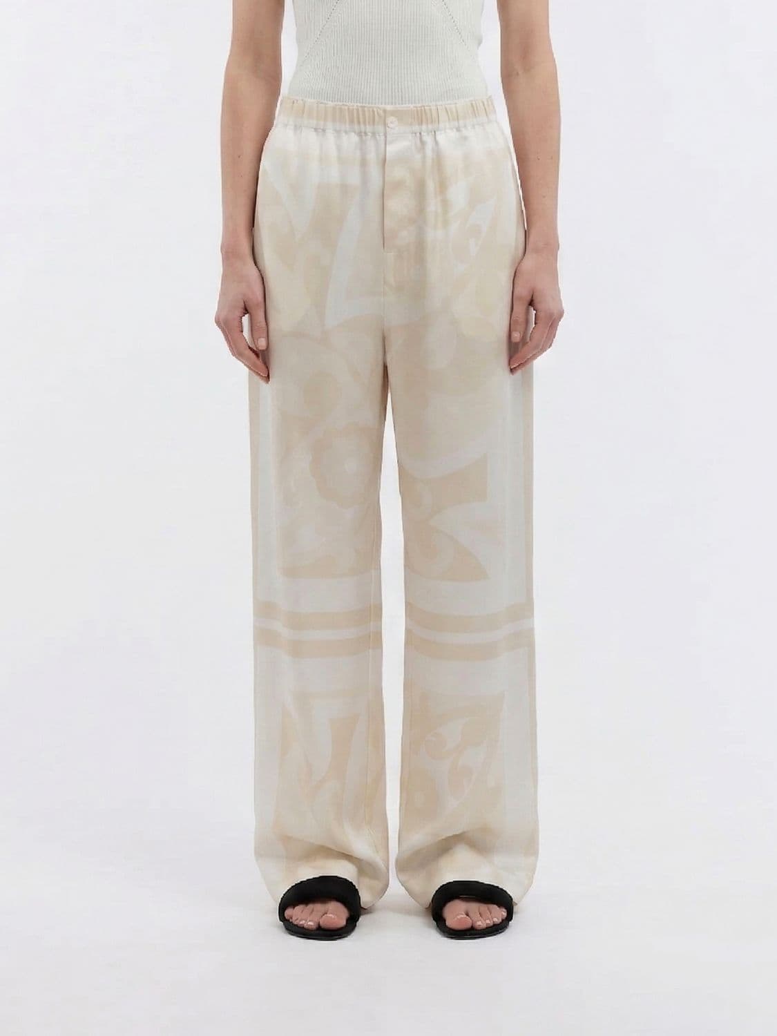 Carven Floral Print Silk Trousers