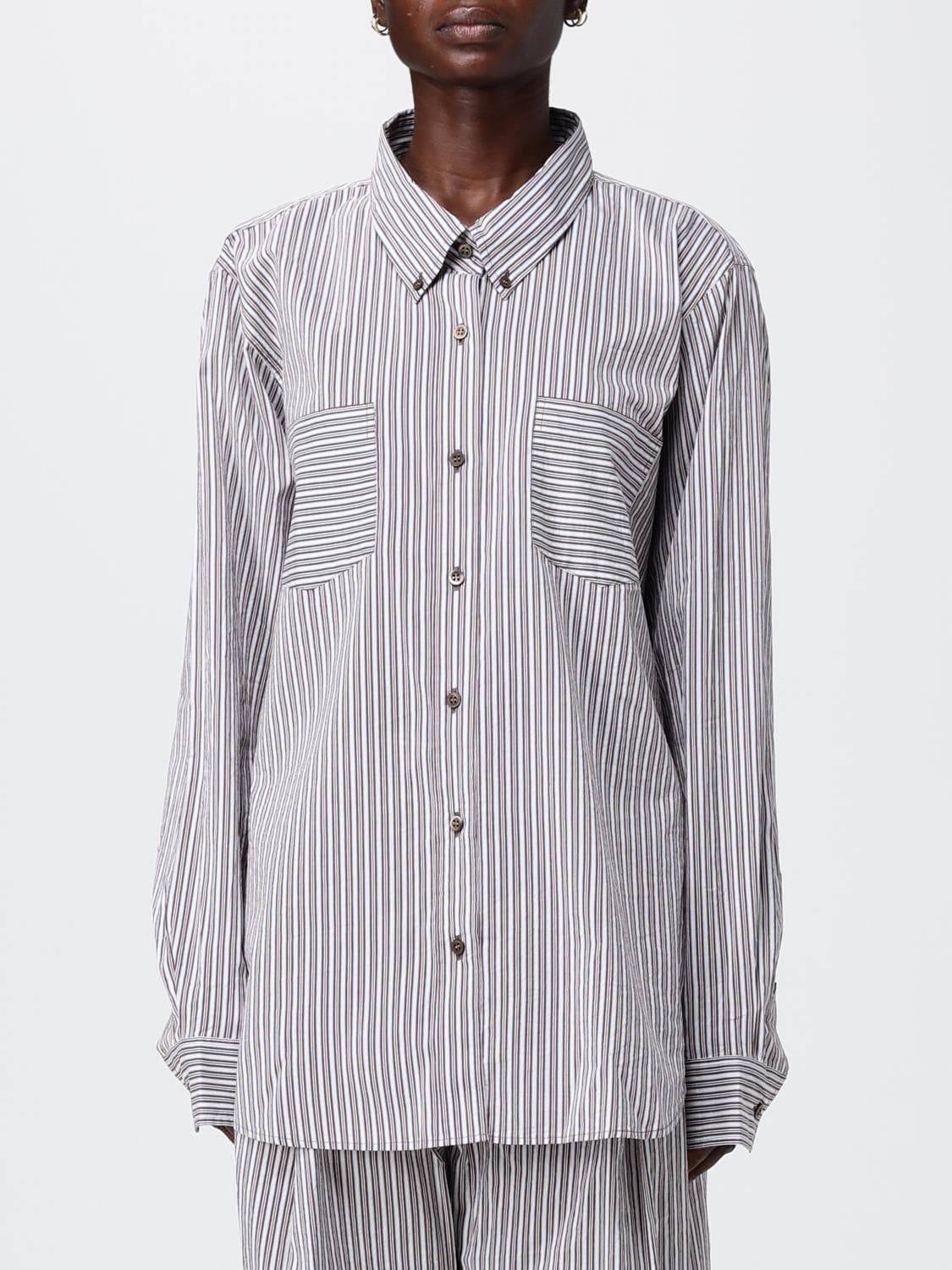 Dries Van Noten Striped Cotton and Silk Shirt