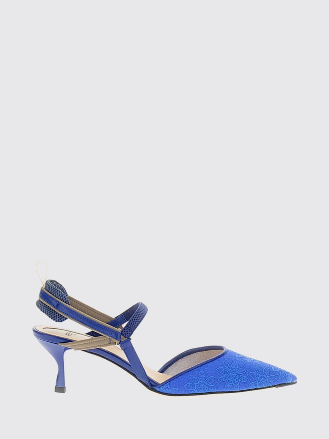 Fendi Colibrì Lite Leather and Fabric Slingback with Floral Motif