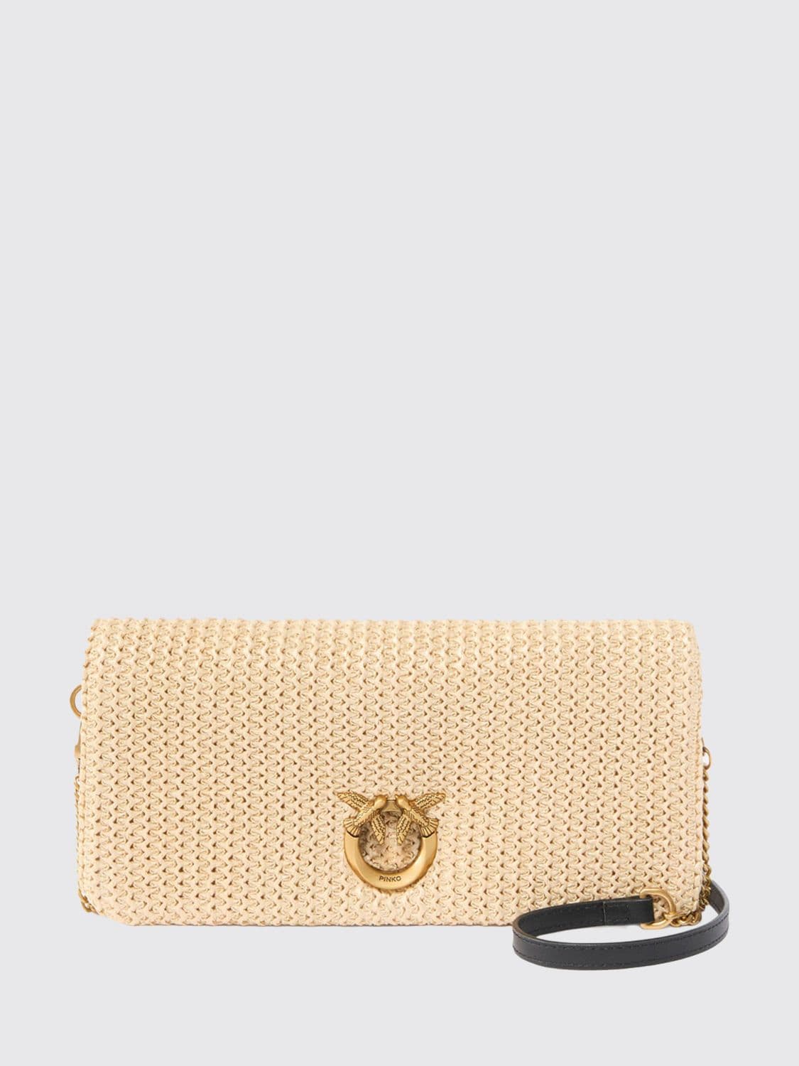 Pinko Love Bag Click Soft Horizontal Classic Raffia Clutch