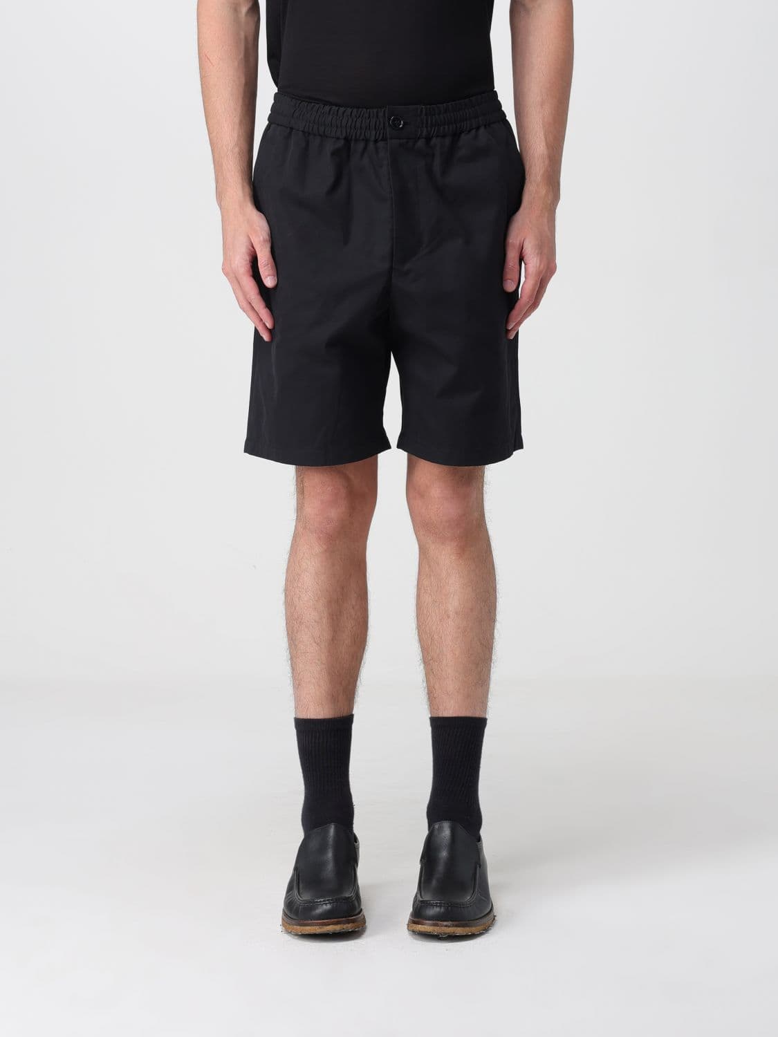 Ami Paris Pure Cotton Athletic Shorts with Elastic Waist and Patch Pocket