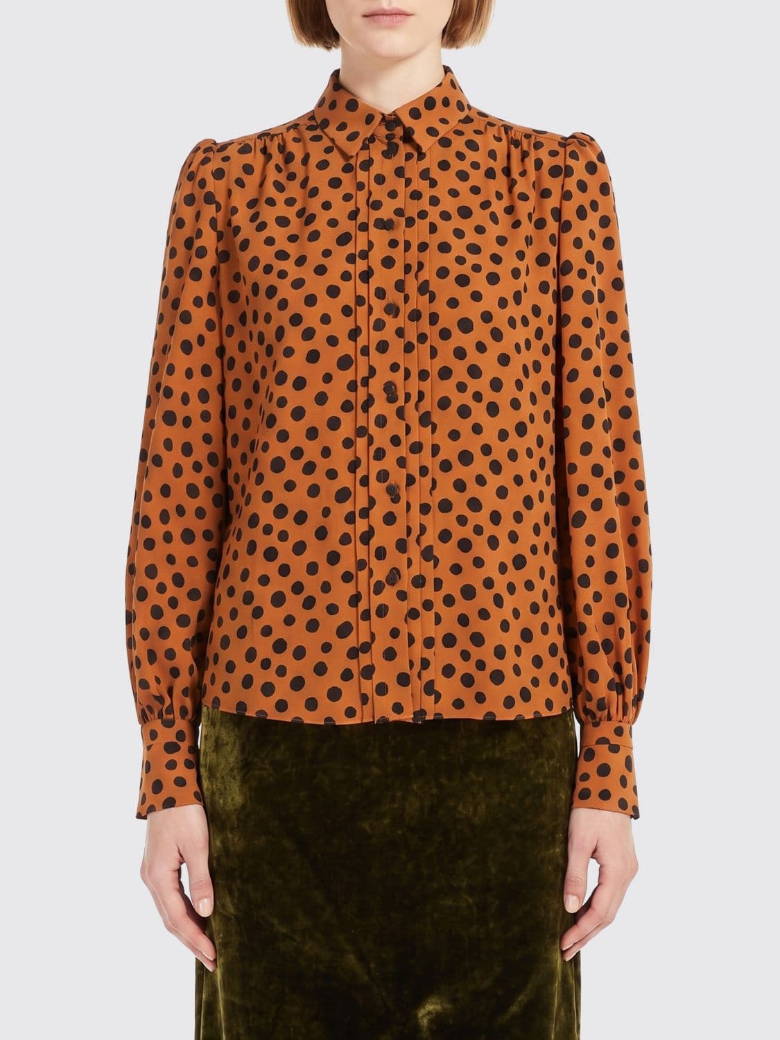Valentino Pure Silk Polka Dot Print Shirt with Classic Pointed Collar