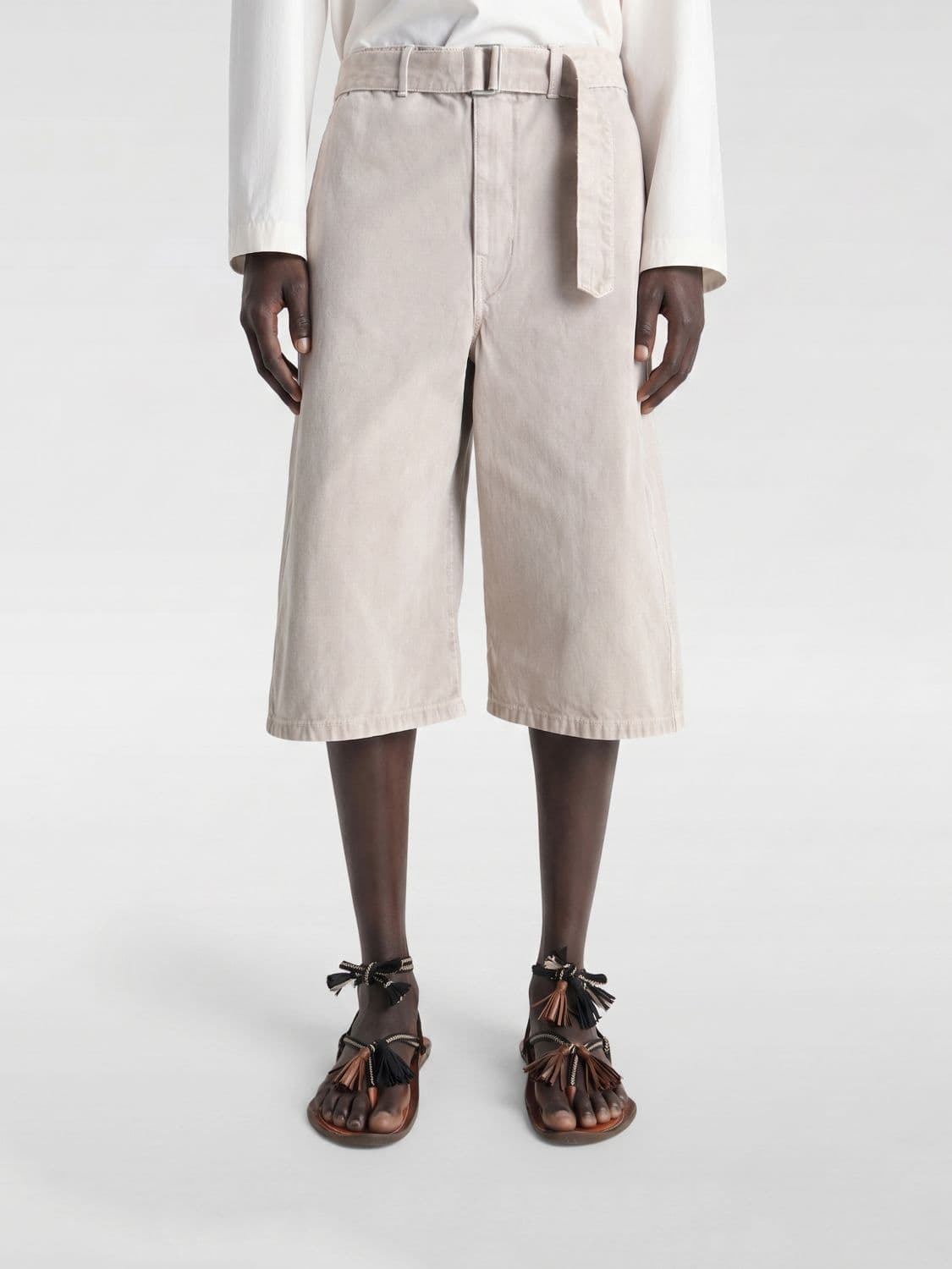 Lemaire High-Waisted Knee-Length Cotton Denim Shorts with Adjustable Belt