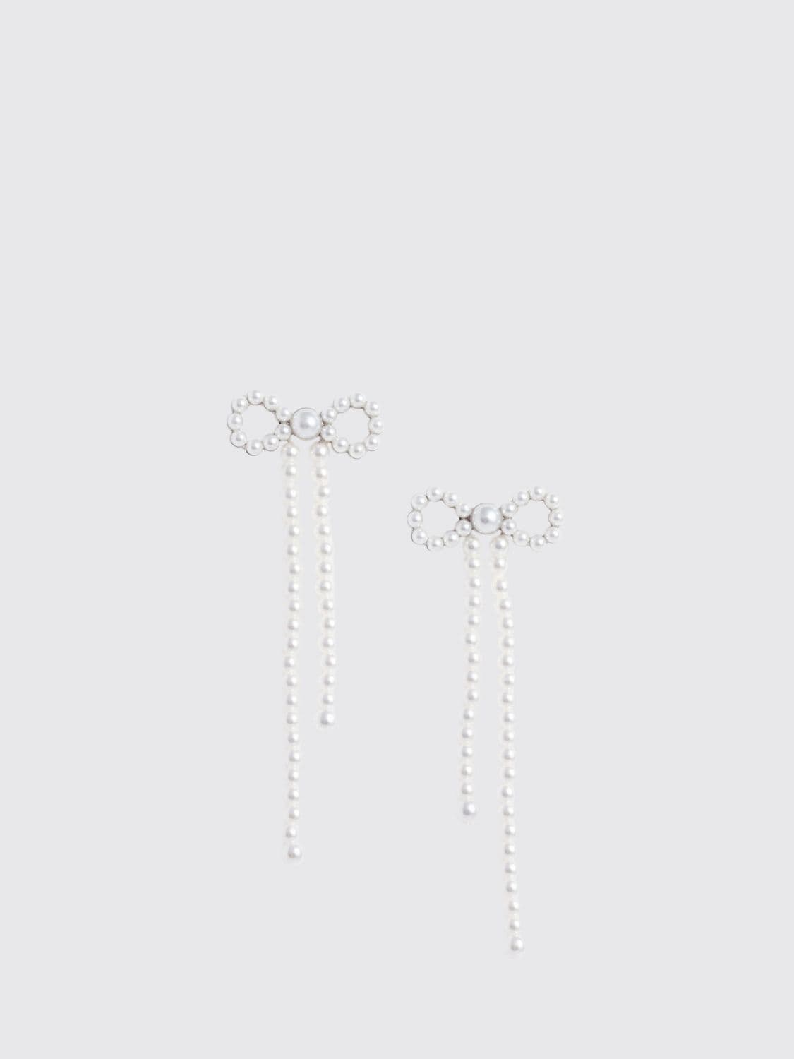 Self-Portrait Bow-Shaped Dangle Earrings with Crystals and Faux Pearls