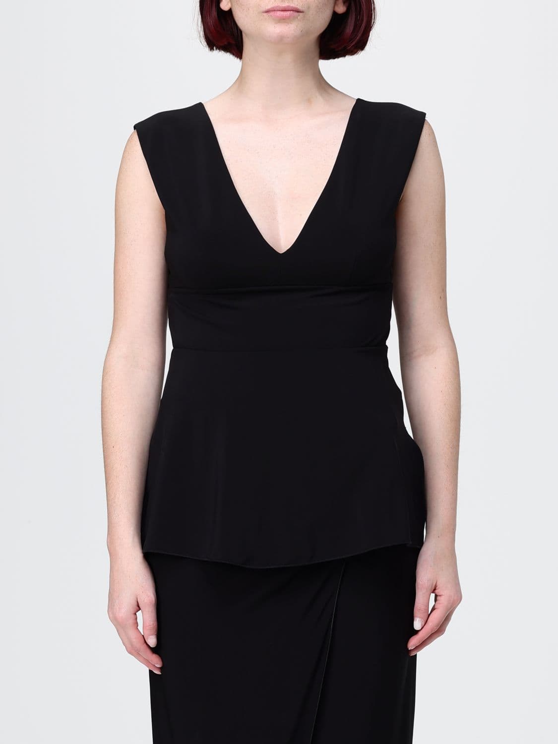 Max Mara Oblare V-Neck Sleeveless Top in Stretch Viscose