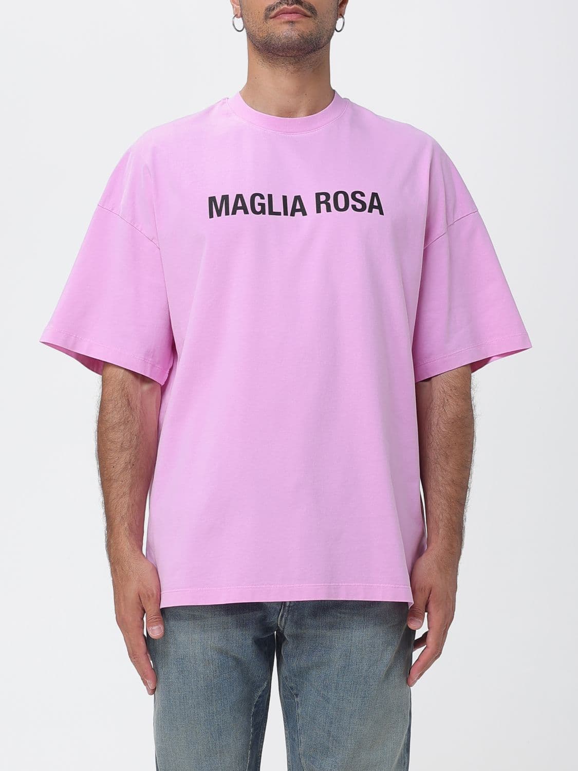 Msgm Relaxed Fit Cotton T-Shirt with Slogan Print and Dropped Shoulders