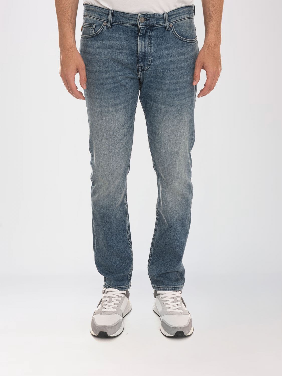 Boss Slim Fit Skinny Jeans in Cotton Denim with Five Pockets and Mid-Rise Waist