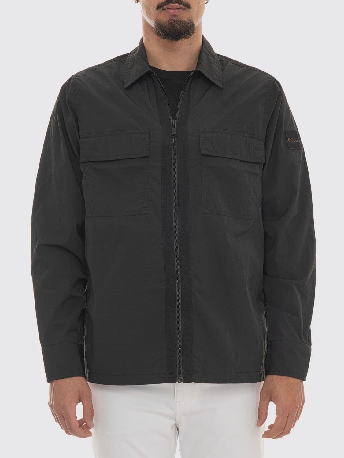 Boss Lotape Technical Fabric Shirt Jacket with Zip Closure