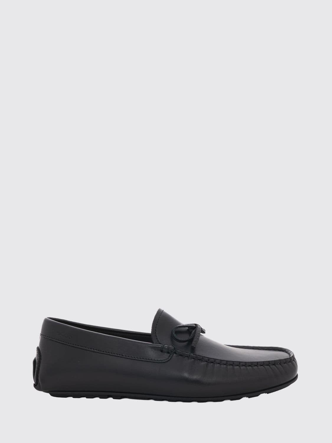 Boss Smooth Leather Driver Loafers with Rubber Sole