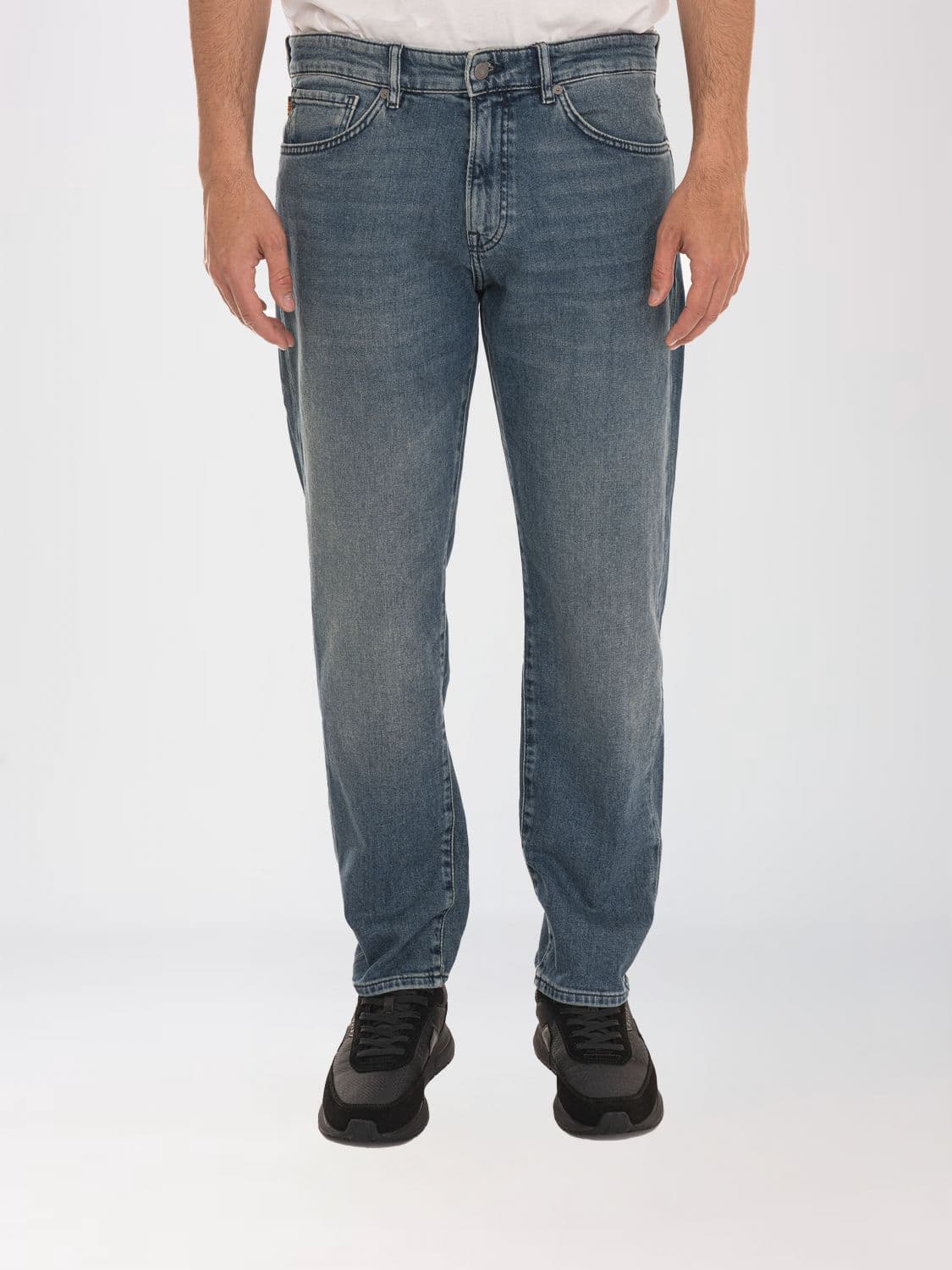 Boss Mid-Rise Straight-Fit Jeans in Cotton Denim